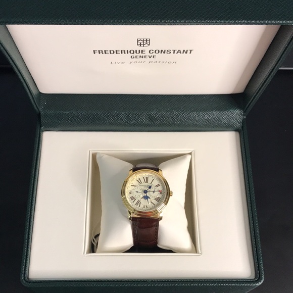 Frederique Constant Classics Business Timer Moonphase Mens Gold Watch - Picture 3 of 8